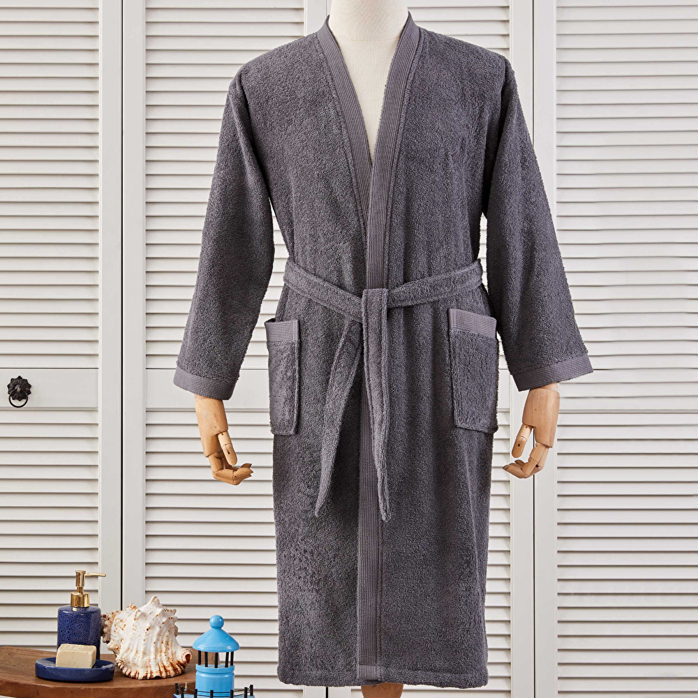 Nautica Home Pruva Antrasit %100 Pamuk Bornoz S/M görseli 1