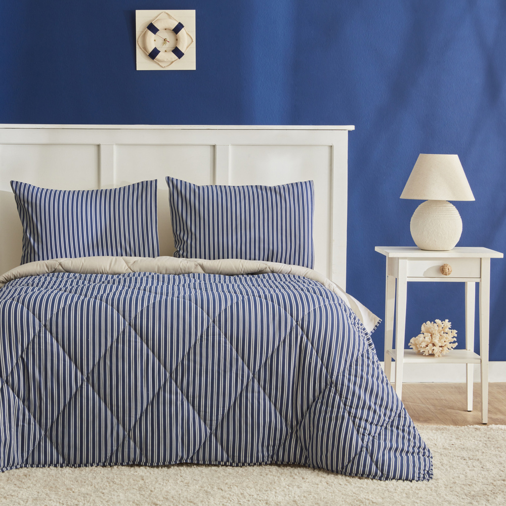 Nautica Home Maritime Stripe Tek Kişilik Comfort Set Blue görseli 1