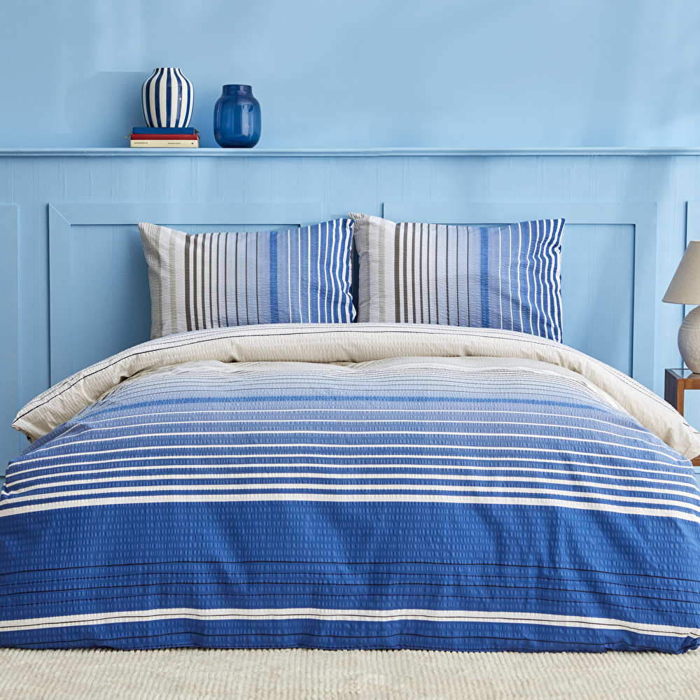 Nautica Home Olympus Stripe Çift Kişilik Nevresim Takımı Blue görseli 1