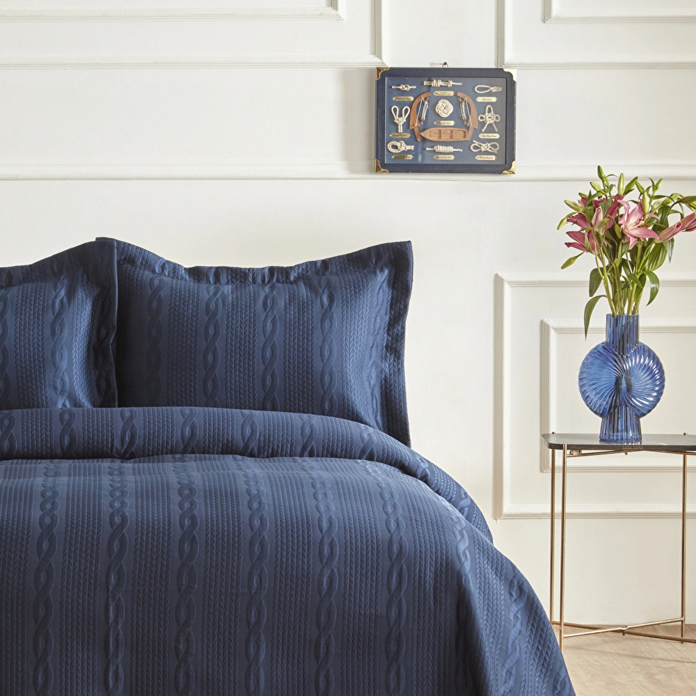 Nautica Home Rope Tek Kişilik Yatak Örtüsü Seti Navy görseli 2