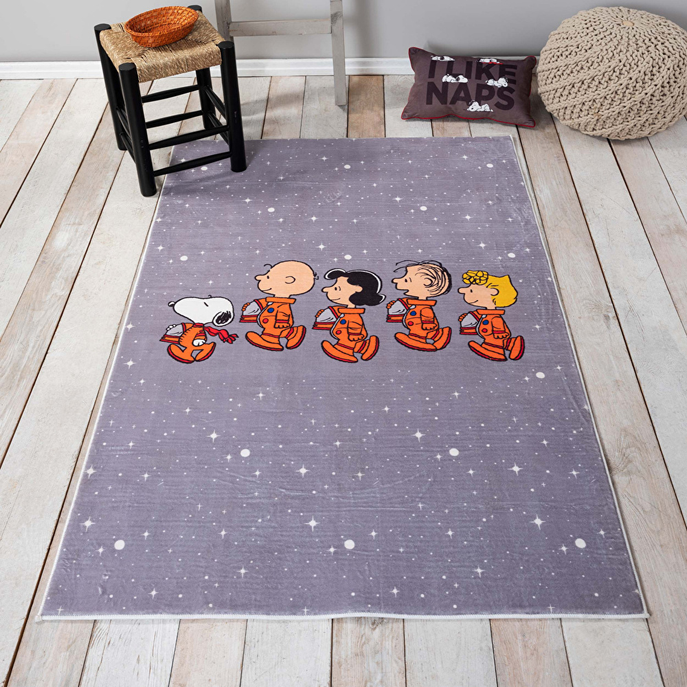 Peanuts by Karaca Home Snoopy Space Ekstra Yumuşak Çocuk Halısı 80x150 cm görseli 1