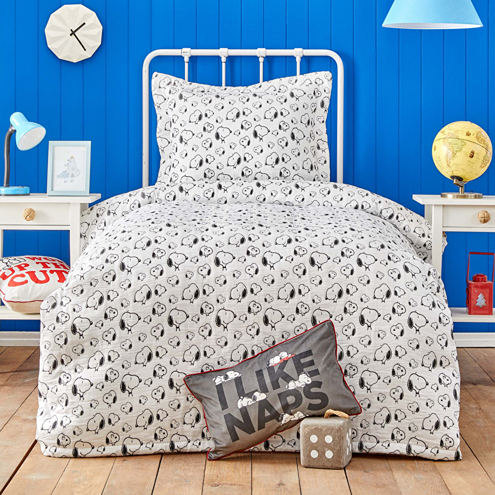 Peanuts by Karaca Home Snoopy Lazy Days Tek Kişilik Yatak Örtüsü Set görseli 1