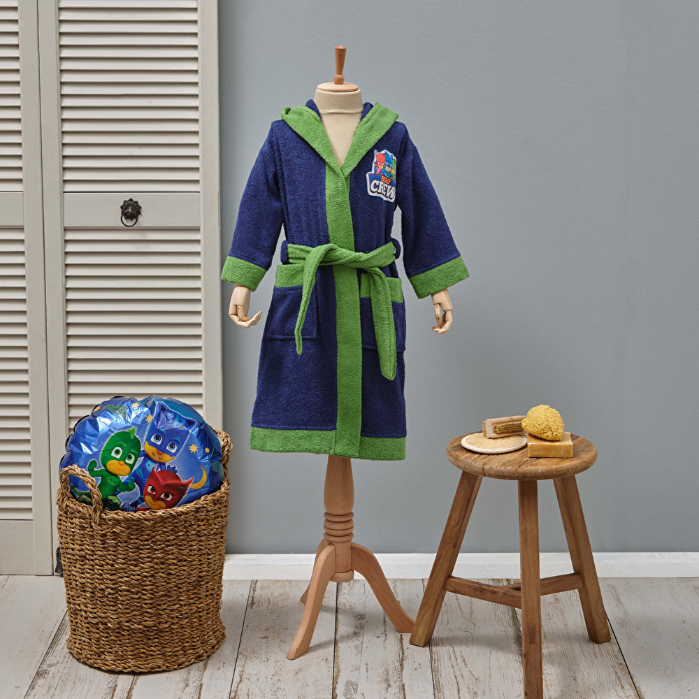 Pj Masks by Karaca Home Superhero Lacivert %100 Pamuk 6-8 Yaş Bornoz görseli 1