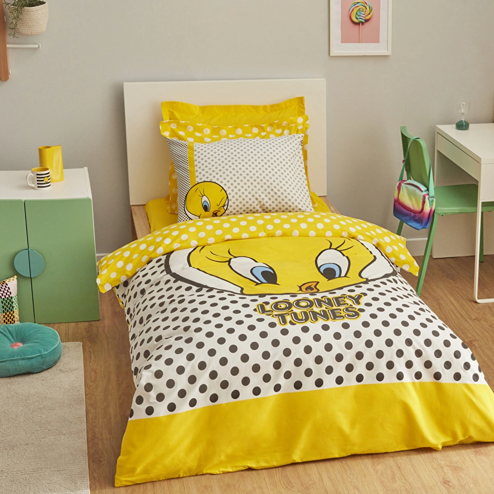 Karaca Home Looney Tunes Tweety %100 Pamuk Tek Kişilik Nevresim Takımı görseli 1