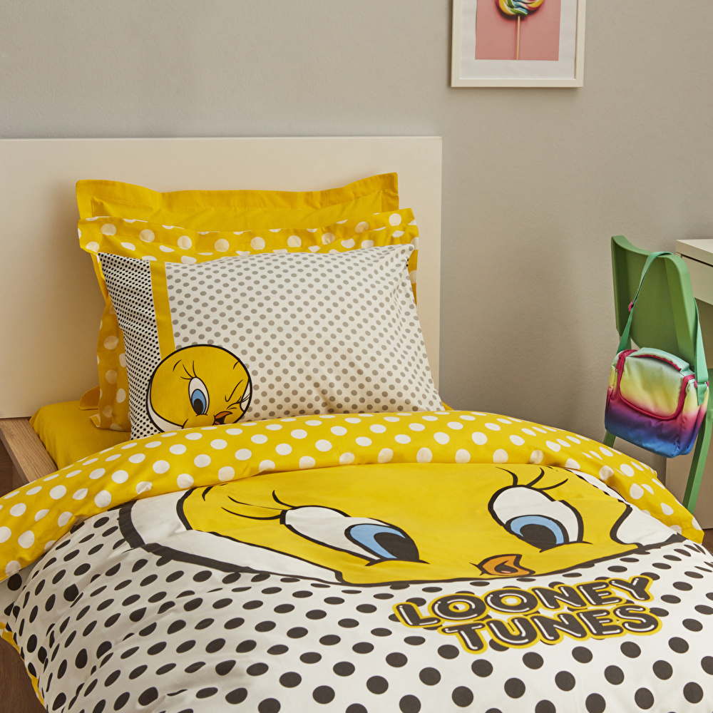 Karaca Home Looney Tunes Tweety %100 Pamuk Tek Kişilik Nevresim Takımı görseli 5
