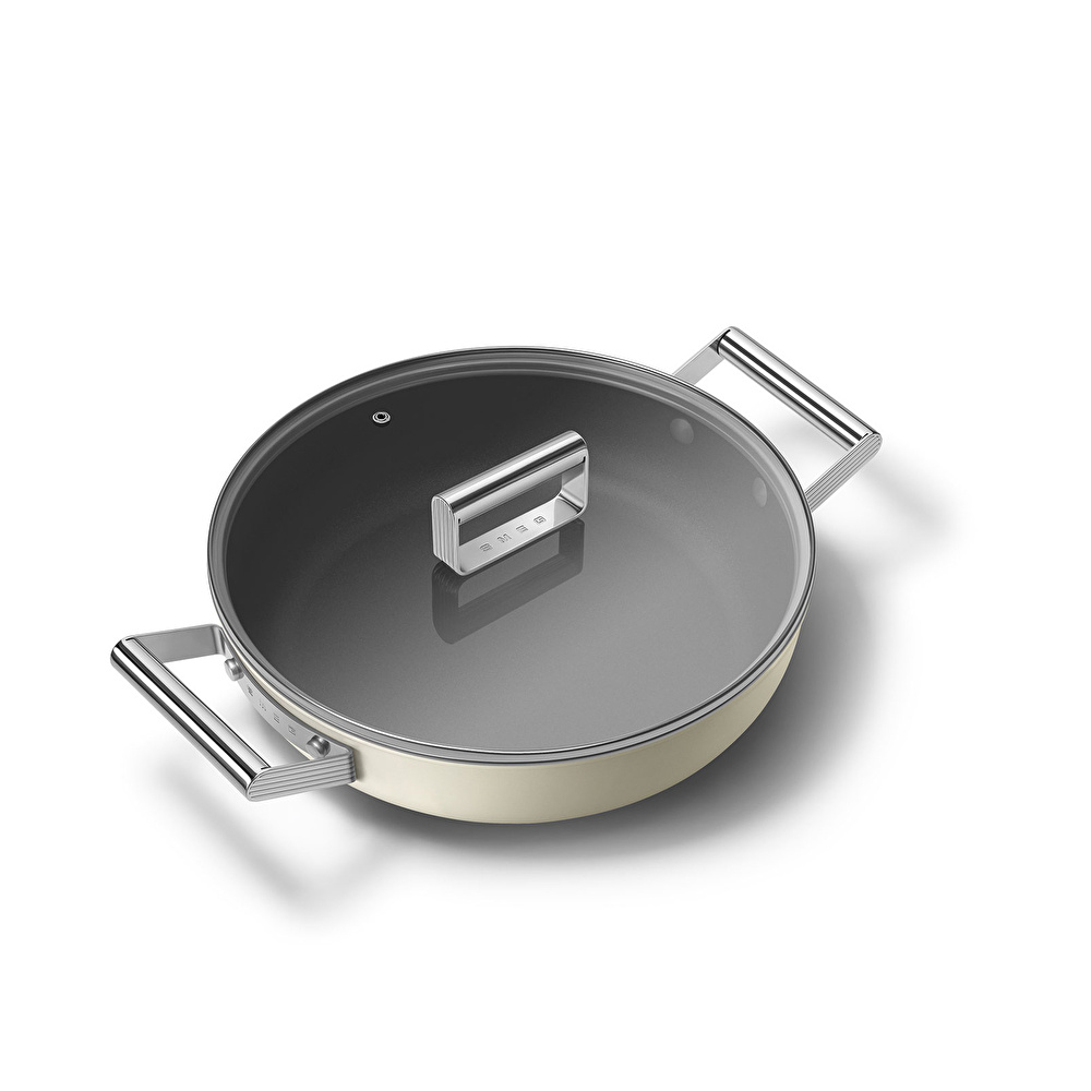 Smeg Cookware Krem Tencere Cam Kapaklı 28 cm görseli 4