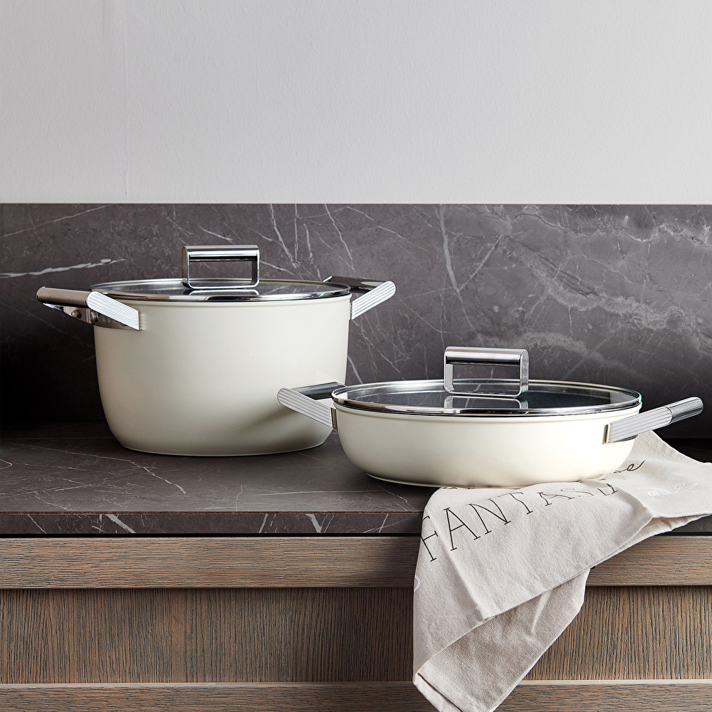 Smeg Cookware Krem Tencere Cam Kapaklı 28 cm görseli 20