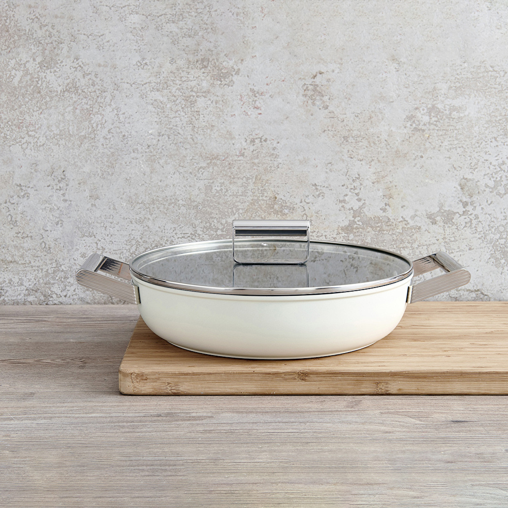 Smeg Cookware Krem Tencere Cam Kapaklı 28 cm görseli 18