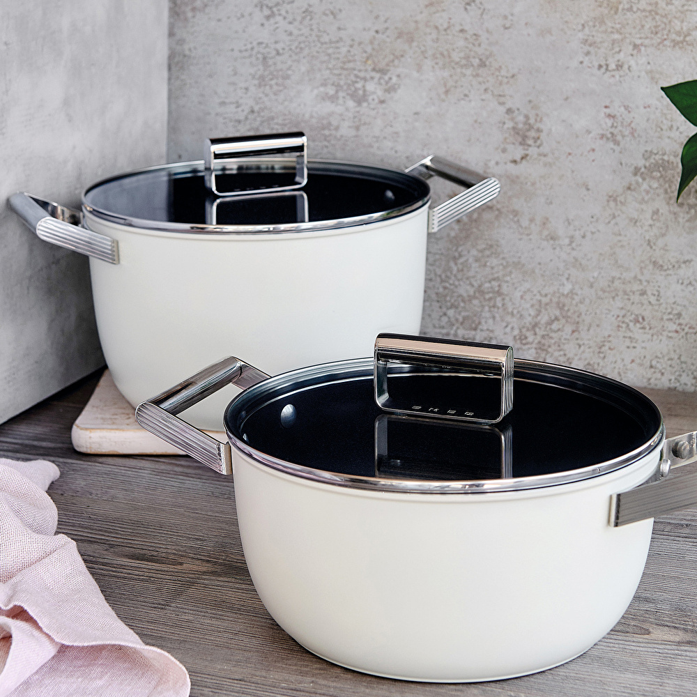 Smeg Cookware Krem Tencere Cam Kapaklı 26 cm görseli 17