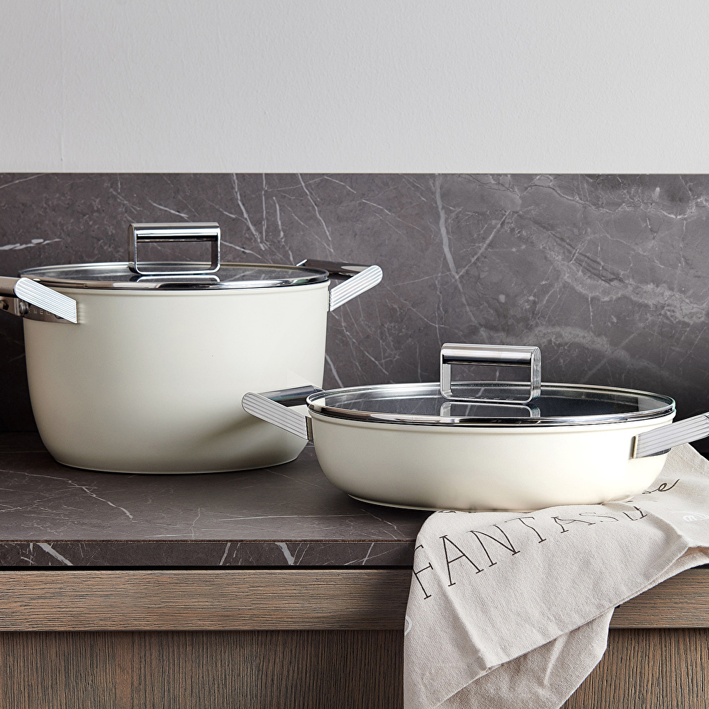 Smeg Cookware Krem Tencere Cam Kapaklı 26 cm görseli 18