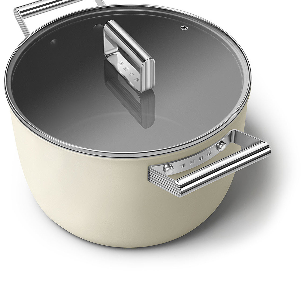 Smeg Cookware Krem Tencere Cam Kapaklı 26 cm görseli 6