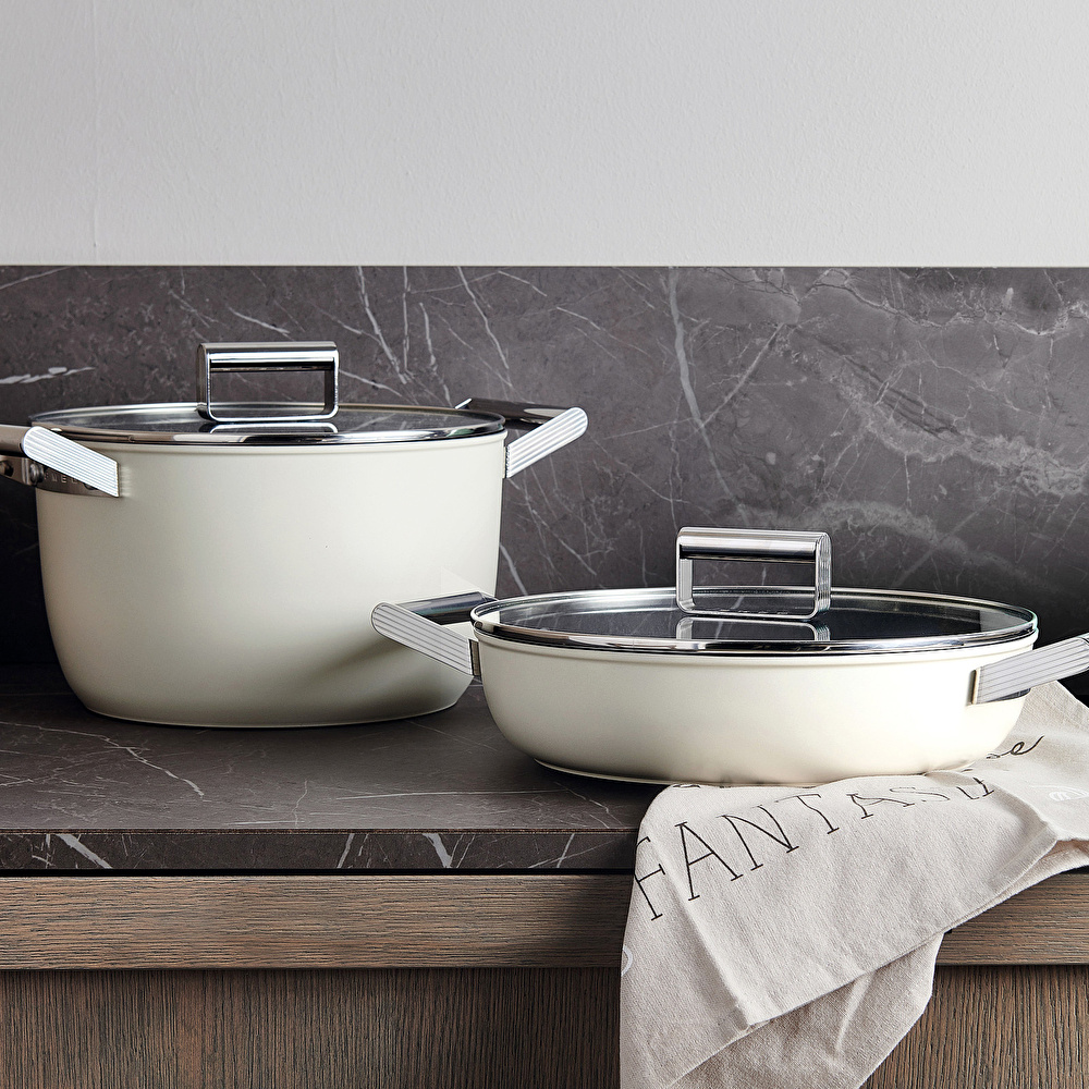 Smeg Cookware Krem Tencere Cam Kapaklı 26 cm görseli 14