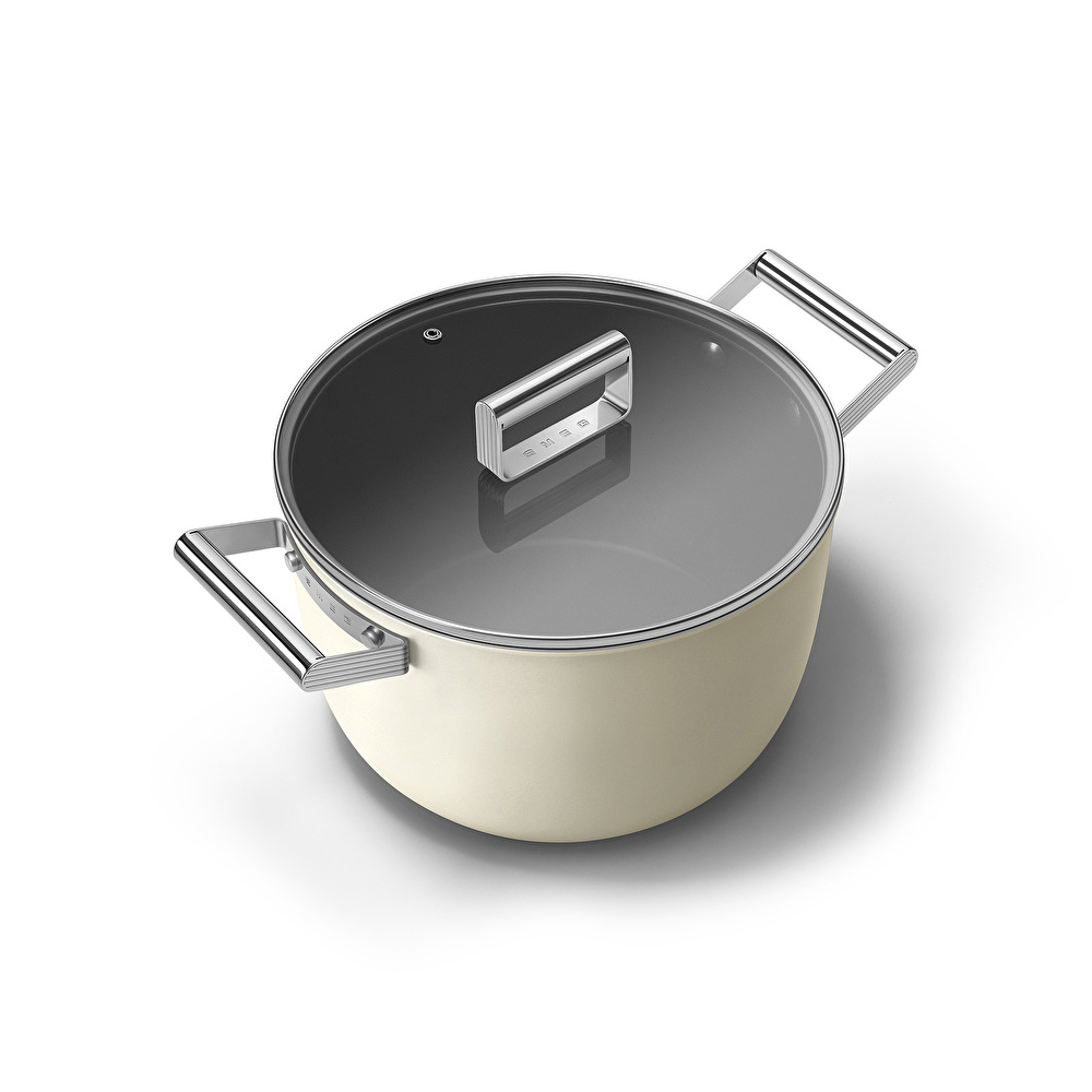 Smeg Cookware Krem Tencere Cam Kapaklı 26 cm görseli 12