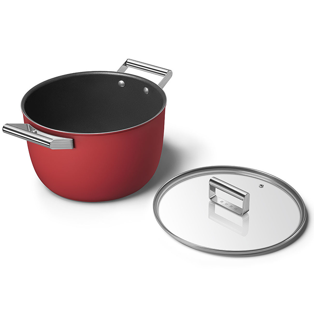 Smeg Cookware Kırmızı Tencere Cam Kapaklı 26 cm   görseli 5