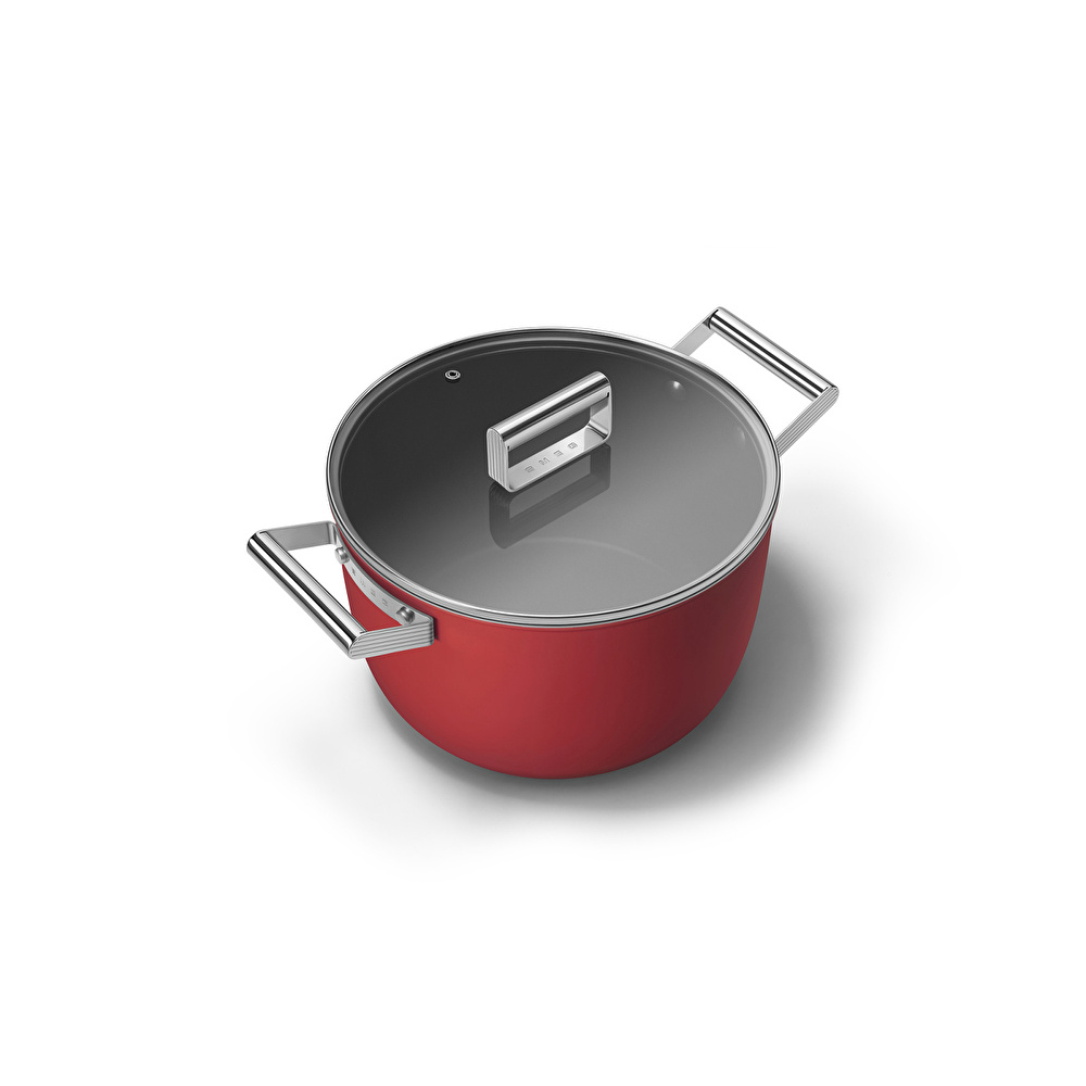 Smeg Cookware Kırmızı Tencere Cam Kapaklı 26 cm   görseli 8