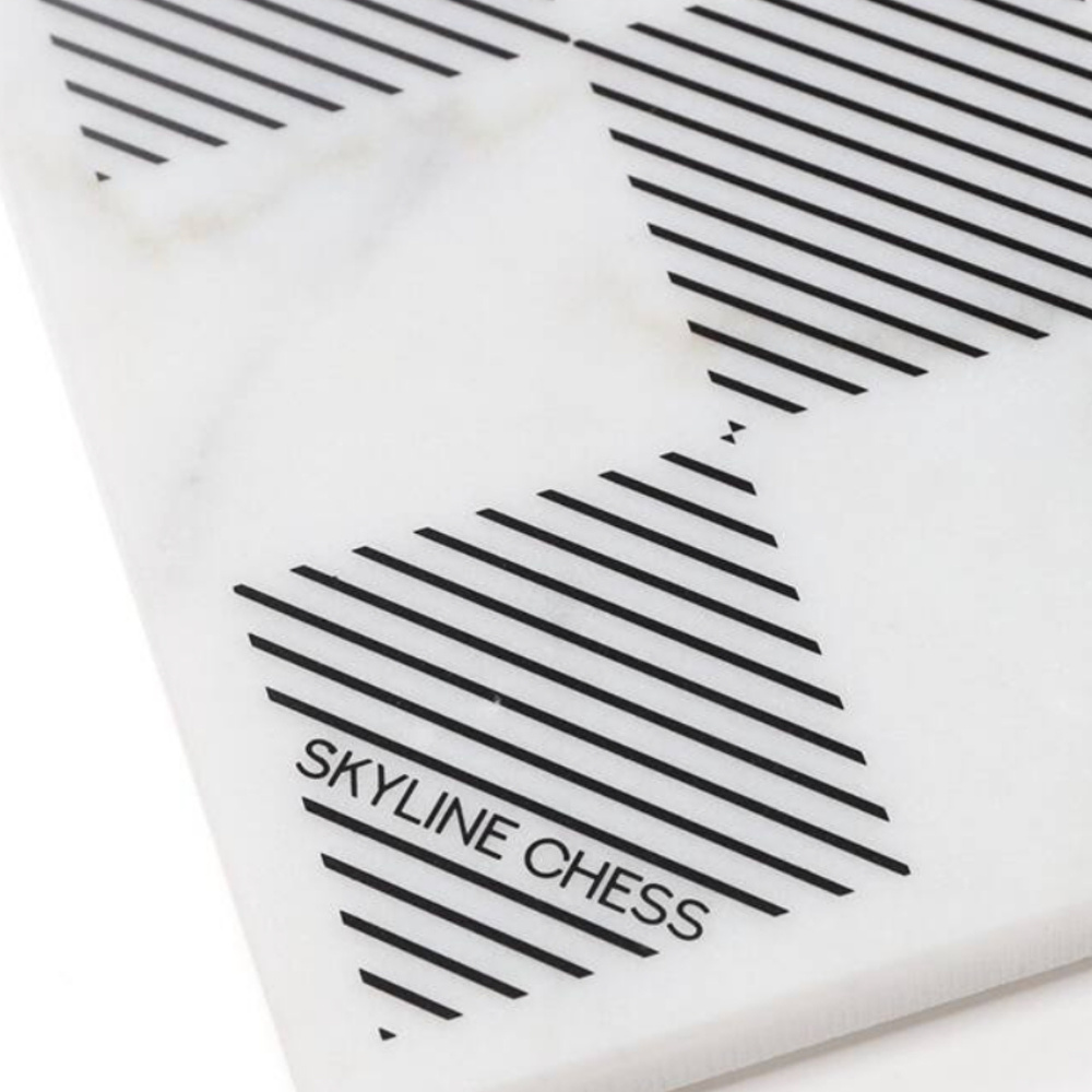 Skyline Chess Paslanmaz Çelik Mermer Satranç Takımı Tokyo görseli 2