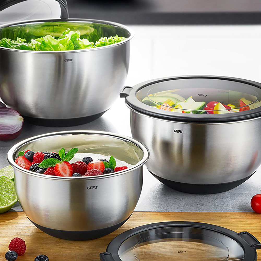 GEFU 12 CM Paslanmaz Çelik Salata Kasesi Kapaklı görseli 3