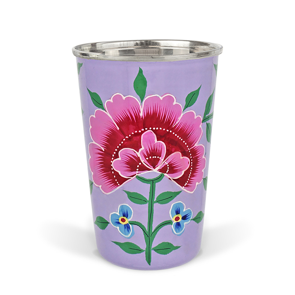 3rd Culture Çiçekli Lila Bardak 330 ml görseli 1