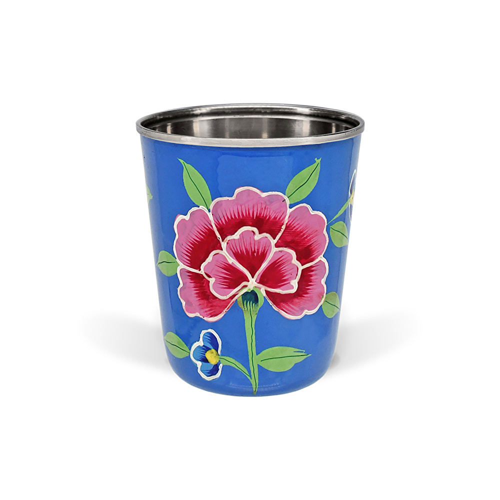 3rd Culture Çiçekli Mavi Küçük Bardak 180 ml görseli 1
