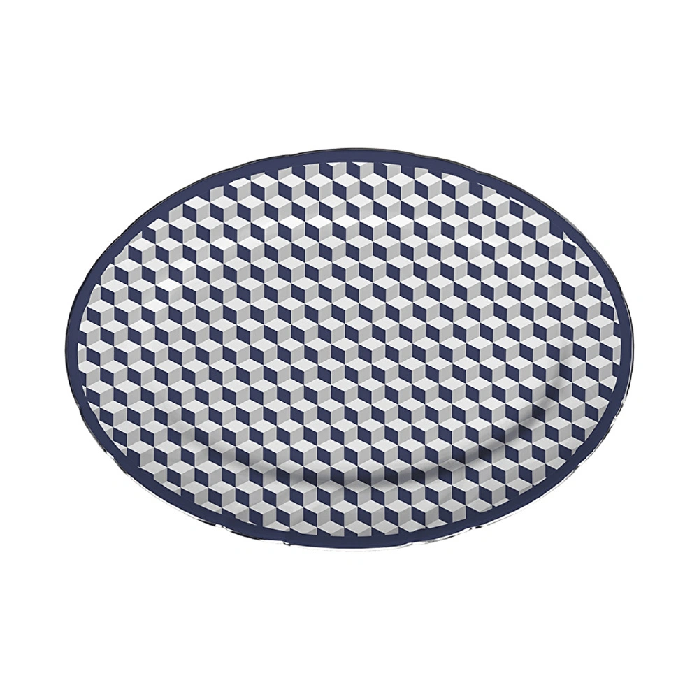 Baci Milano Versailles Porselen Oval Servis Tabağı 26 cm x 36 cm Mavi görseli 1