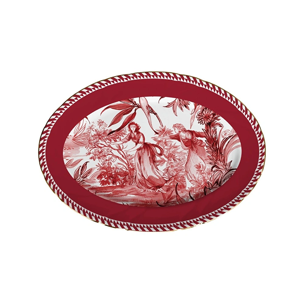 Baci Milano Le Rouge Porselen Oval Tabak 36x26 cm görseli 3