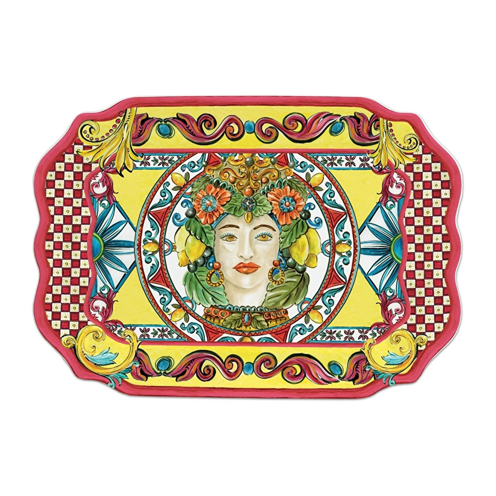 Baci Milano Sicily Sunum Tabağı/Tepsi 47 cm x 33 cm Turuncu görseli 1