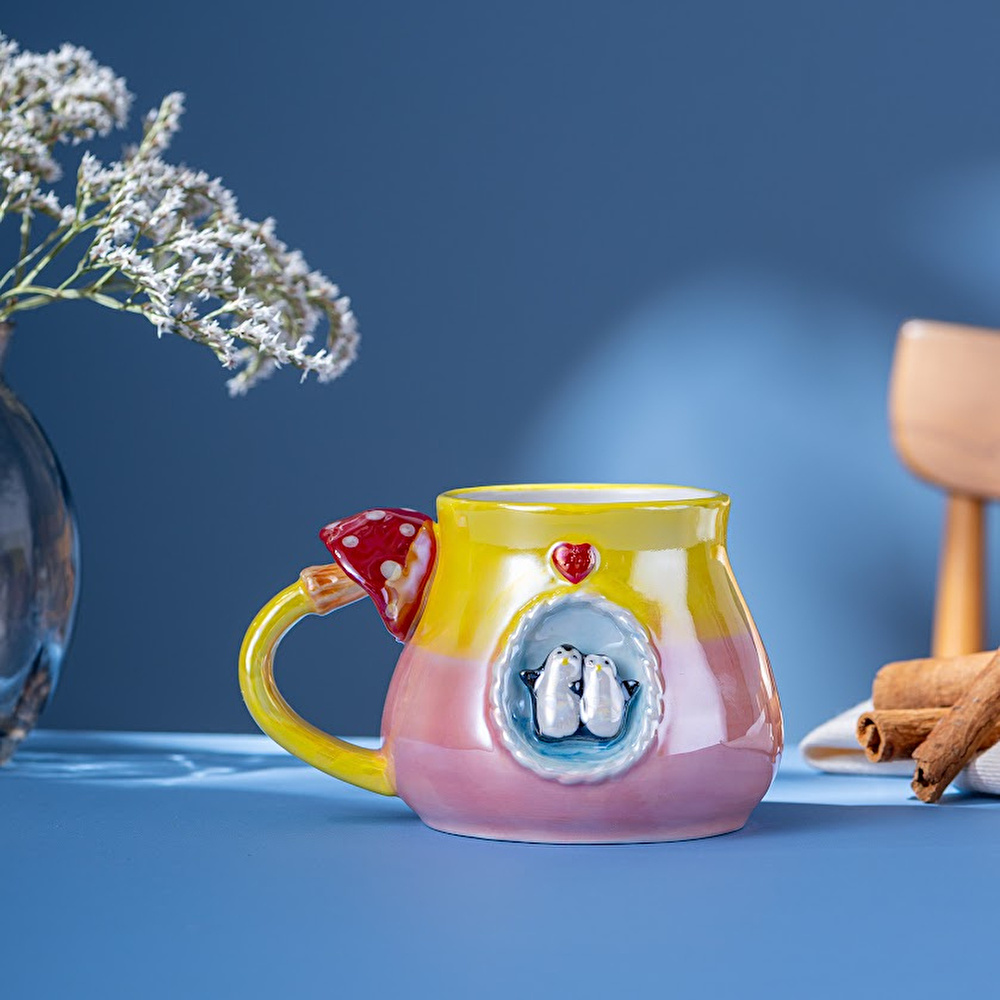 İstanbul Porselen Penguen Kupa 400 ML Pembe görseli 1