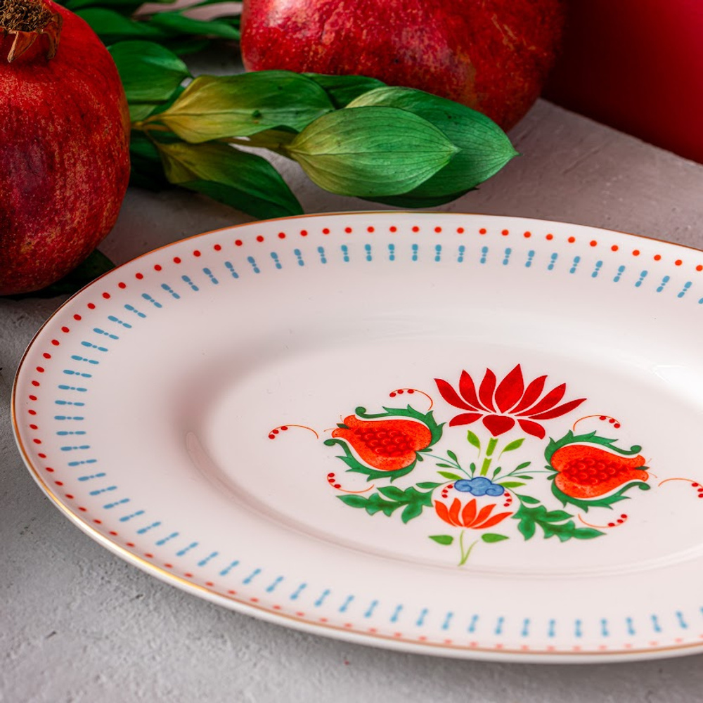 İstanbul Porselen Nar Fine Bone Kayık Tabak Mavi 26 cm görseli 3