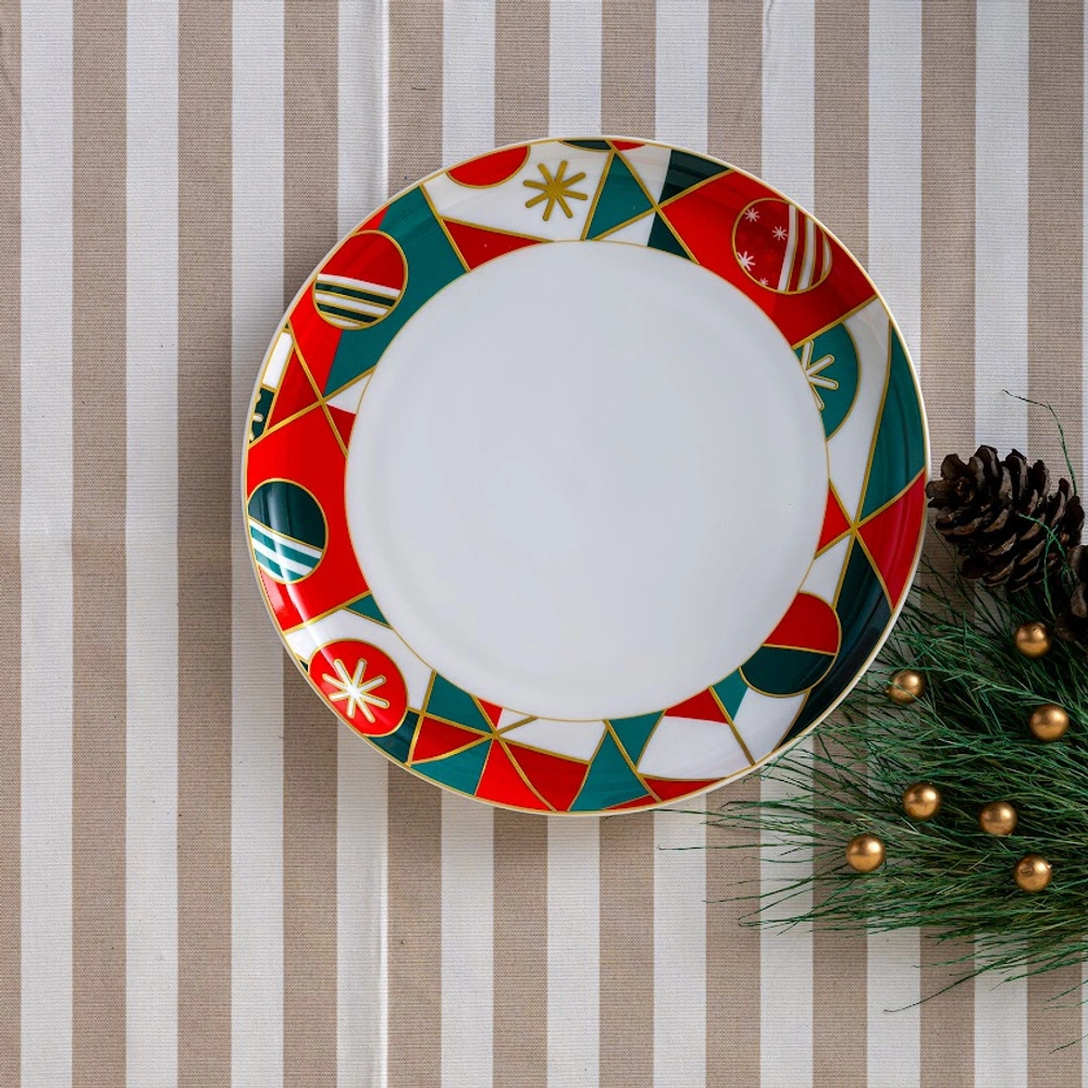 İstanbul Porselen Starlight Fine Bone New Year Yılbaşı Servis Tabağı 27 cm görseli 2
