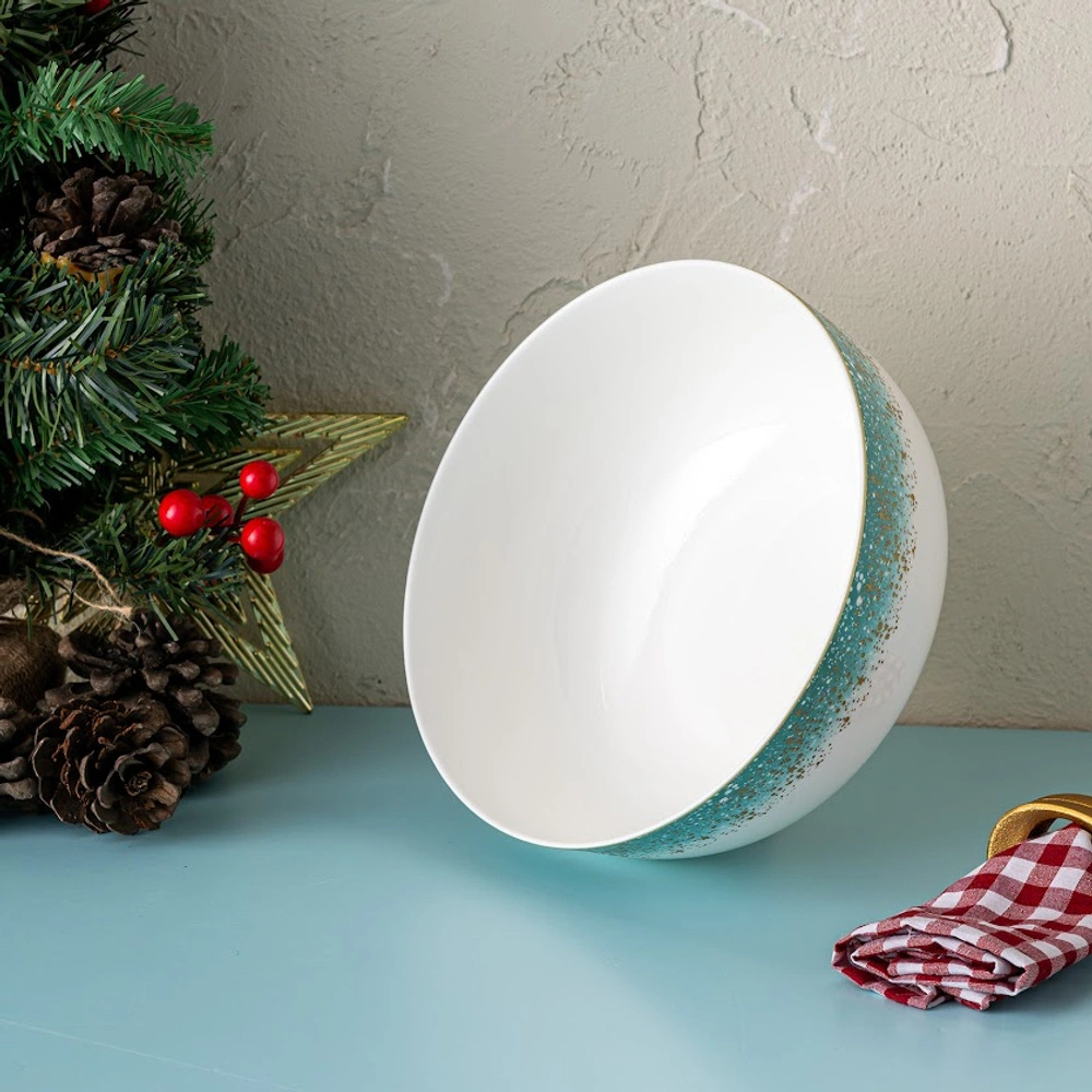 İstanbul Porselen Starlight Fine Bone New Year Yılbaşı Salata Kasesi 21 cm görseli 2