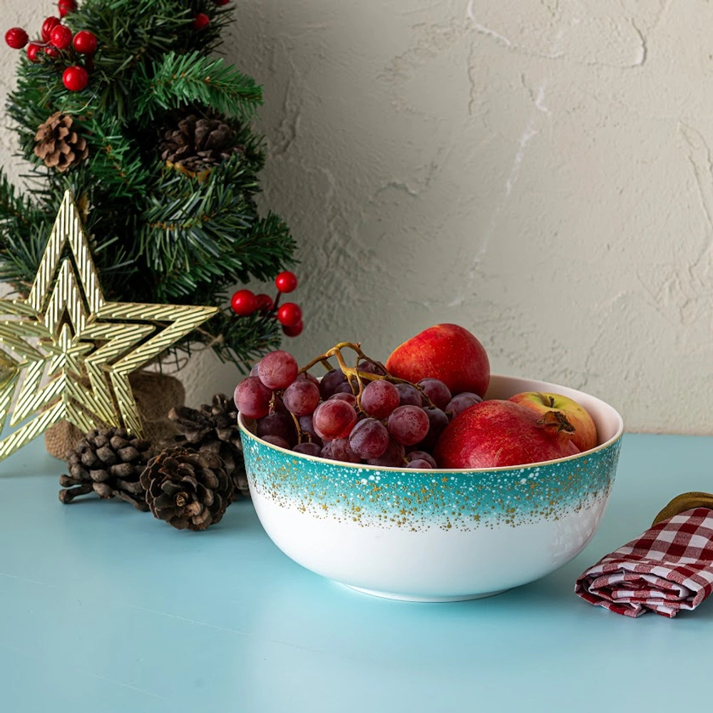 İstanbul Porselen Starlight Fine Bone New Year Yılbaşı Salata Kasesi 21 cm görseli 3