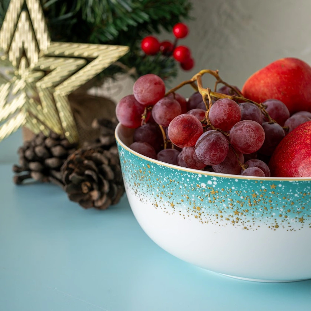 İstanbul Porselen Starlight Fine Bone New Year Yılbaşı Salata Kasesi 21 cm görseli 4