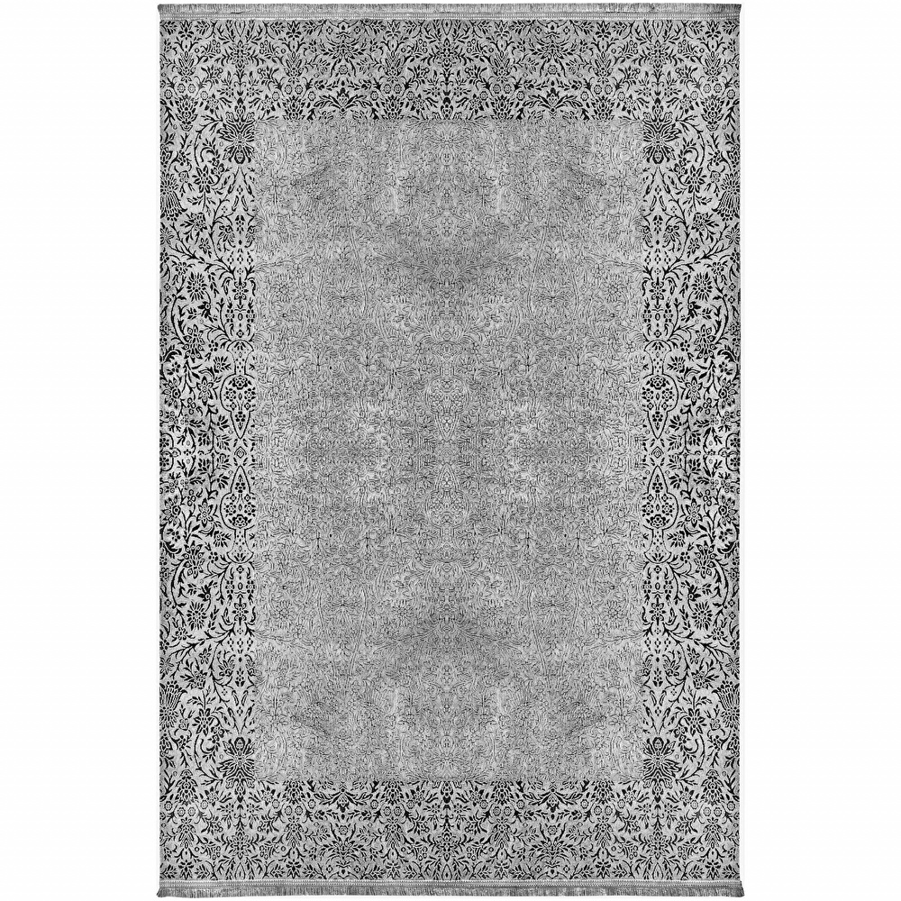 Kaşmir Halı Viskon Premium Damask Gri 160x230 cm görseli 2