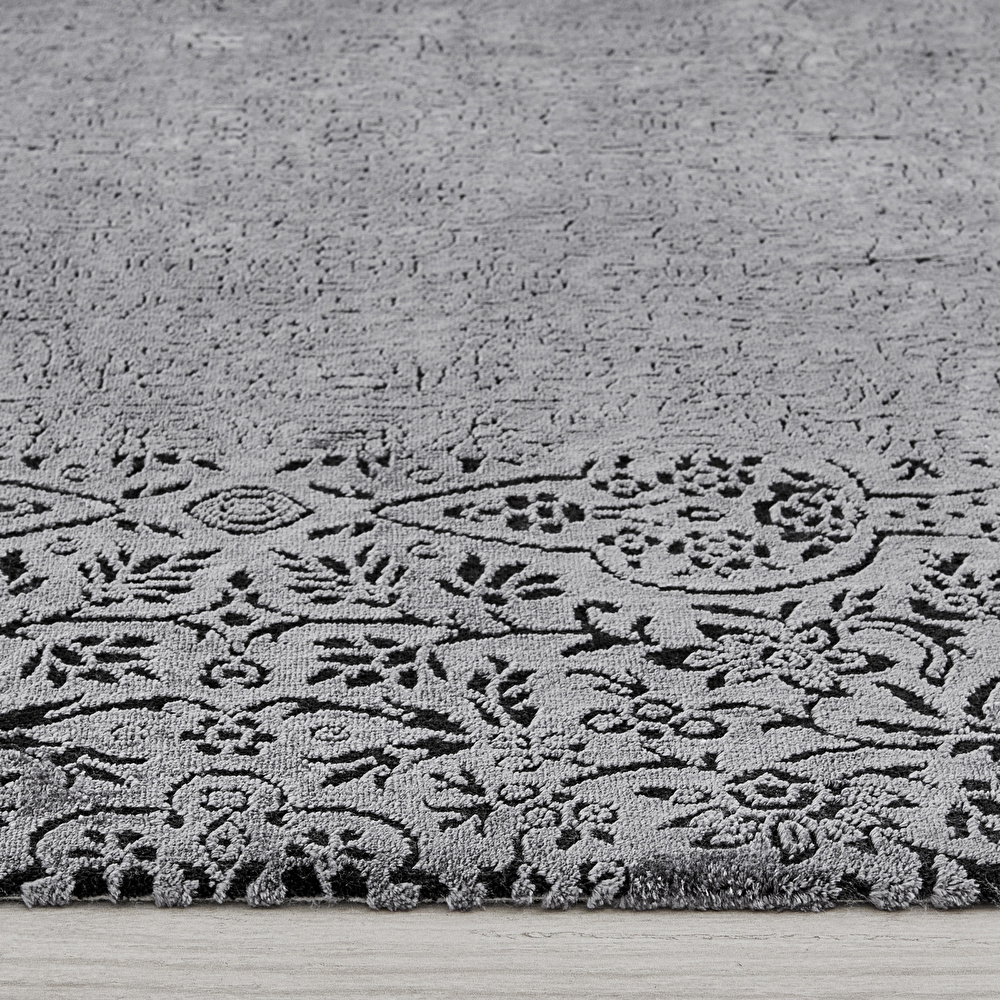 Kaşmir Halı Viskon Premium Damask Gri 200x290 cm görseli 5