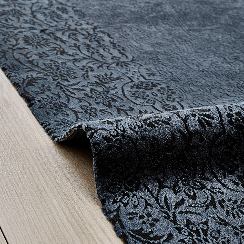 Kaşmir Halı Viskon Premium Damask Antrasit 200x290cm Halı görseli 3