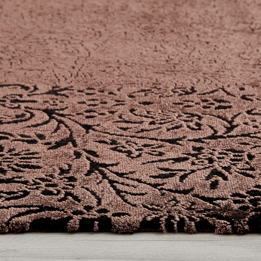 Kaşmir Halı Viskon Premium Damask Somon 80x300 cm Halı görseli 4