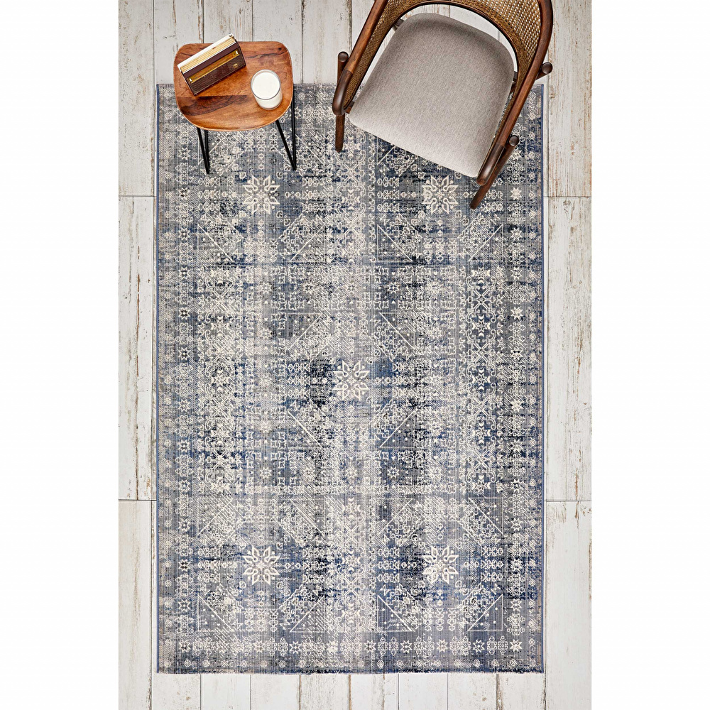 Kaşmir Halı 7/24 Alaca Kırkyama Mavi 80x150 cm görseli 2
