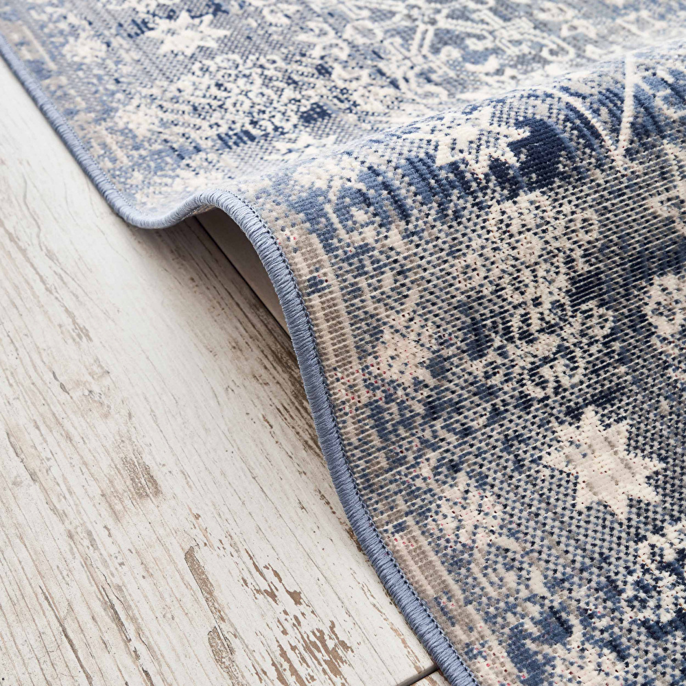 Kaşmir Halı 7/24 Alaca Kırkyama Mavi 80x150 cm görseli 3