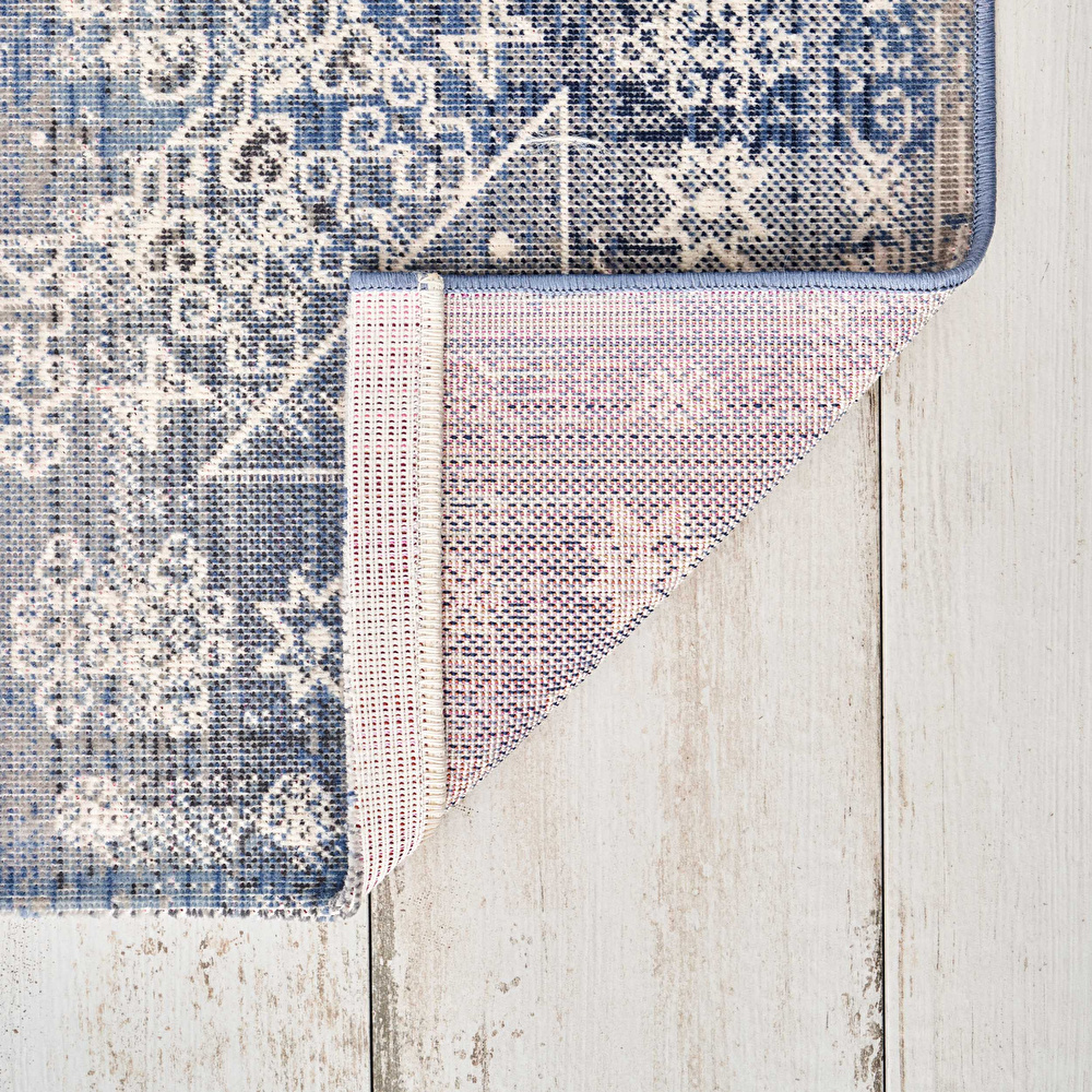Kaşmir Halı 7/24 Alaca Kırkyama Mavi 80x150 cm görseli 4