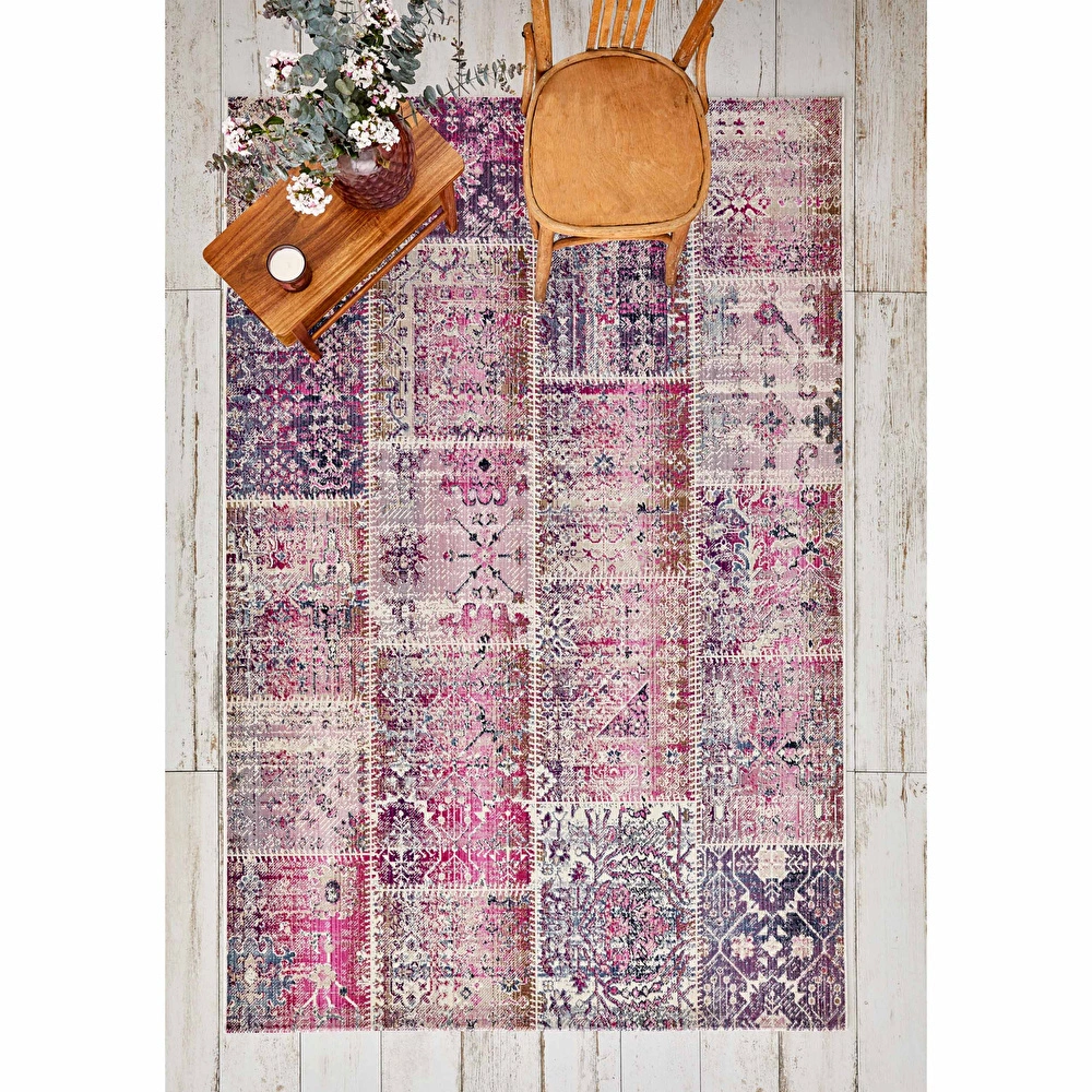 Kaşmir Halı 7/24 Alaca Kırkyama Pembe 80x150 cm görseli 2