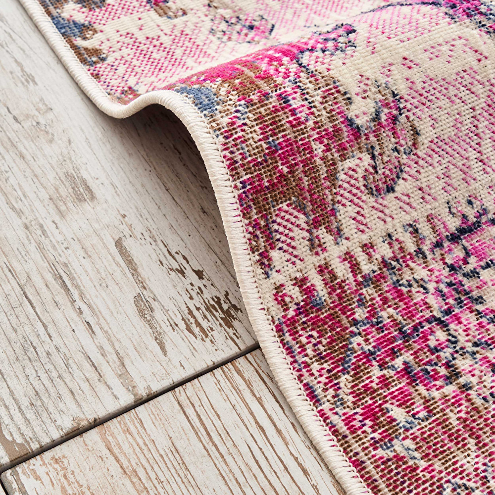 Kaşmir Halı 7/24 Alaca Kırkyama Pembe 80x150 cm görseli 3