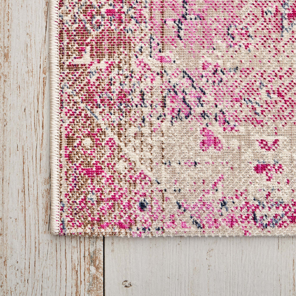 Kaşmir Halı 7/24 Alaca Kırkyama Pembe 80x150 cm görseli 4