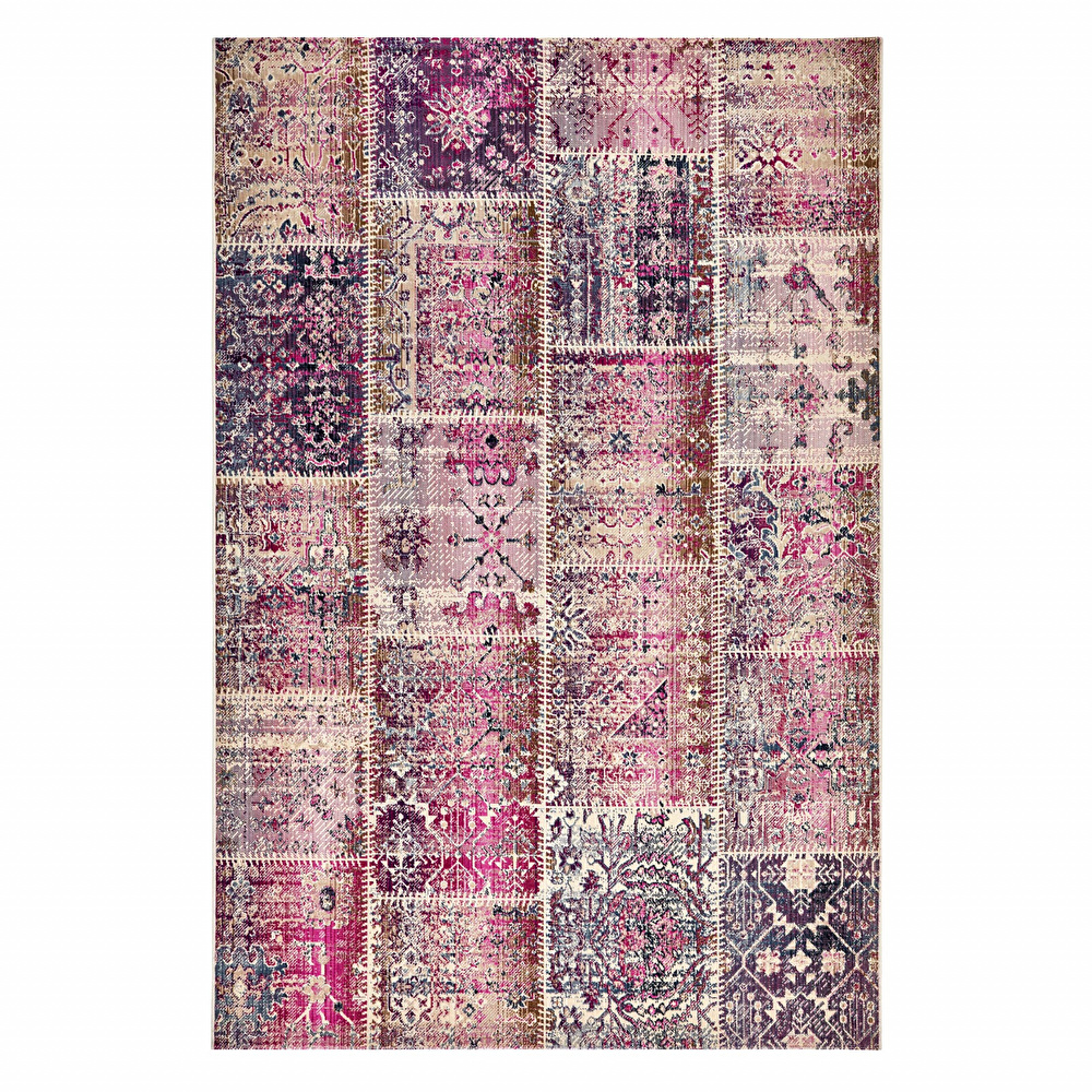 Kaşmir Halı 7/24 Alaca Kırkyama Pembe 80x150 cm görseli 5