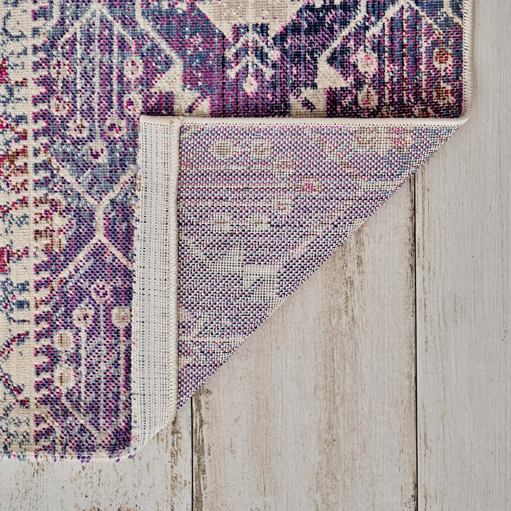 Kaşmir Halı 7/24 Alaca Kırkyama Pembe 80x150 cm görseli 9