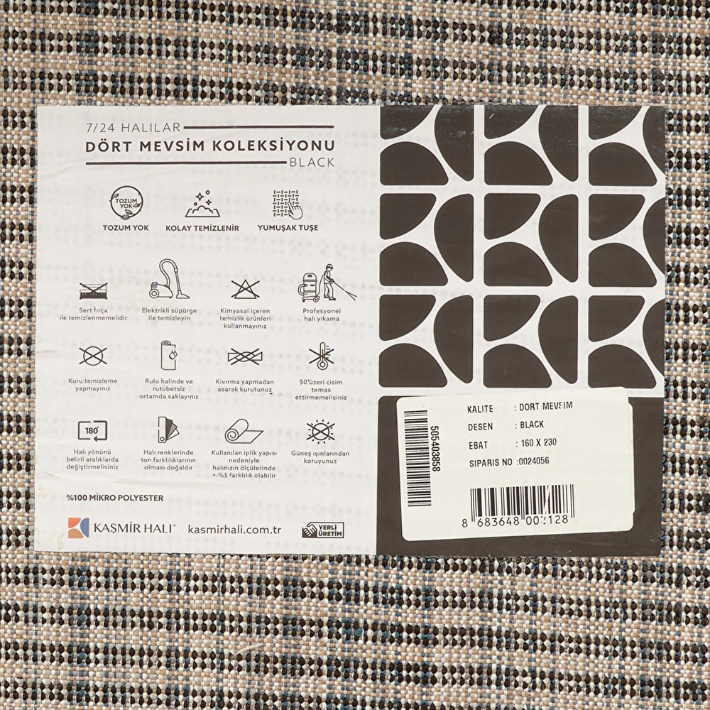 Kaşmir Halı 7/24 Dört Mevsim Black 160x230 cm görseli 7