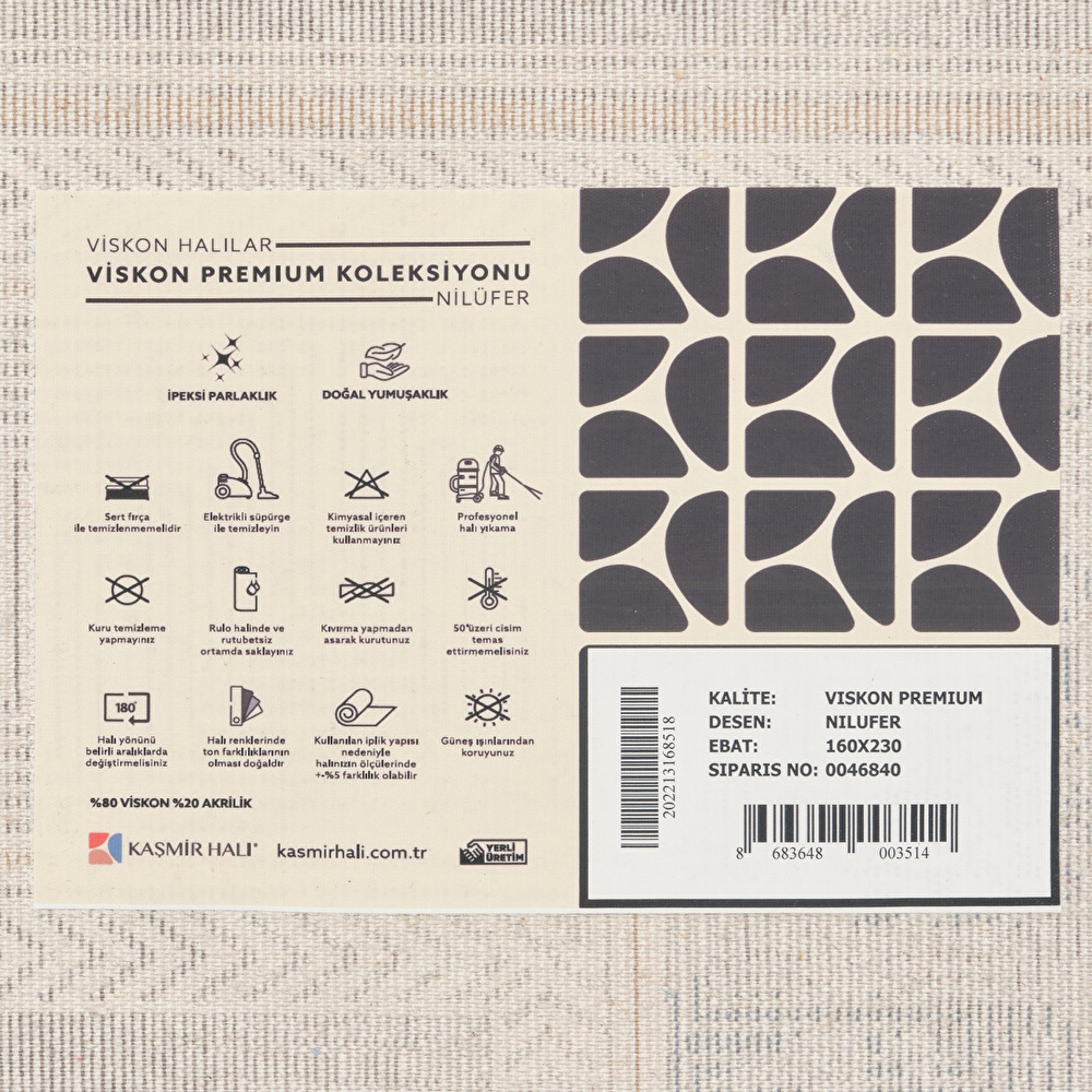 Kaşmir Halı Viskon Premium Nilufer 120x180 cm görseli 7