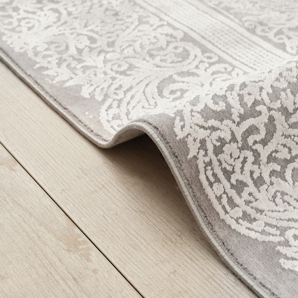 Kaşmir Halı Viskon Premium Alaz Gri 160x230 cm görseli 3