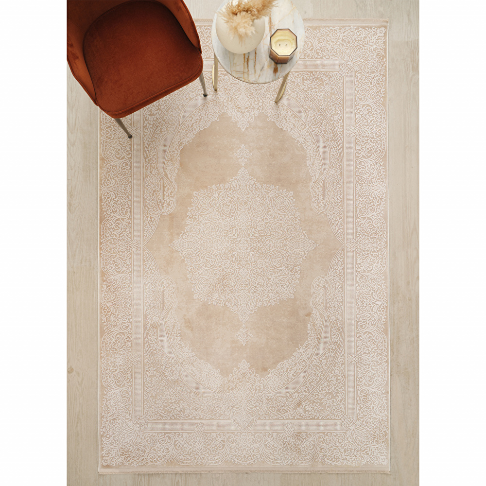 Kaşmir Halı Viskon Premium Alaz Bej 160x230 cm görseli 1