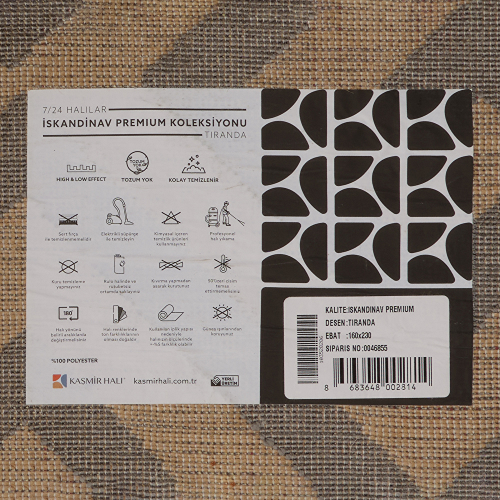 Kaşmir Halı 7/24 İskandinav Premium Tiranda 200x290 cm görseli 7