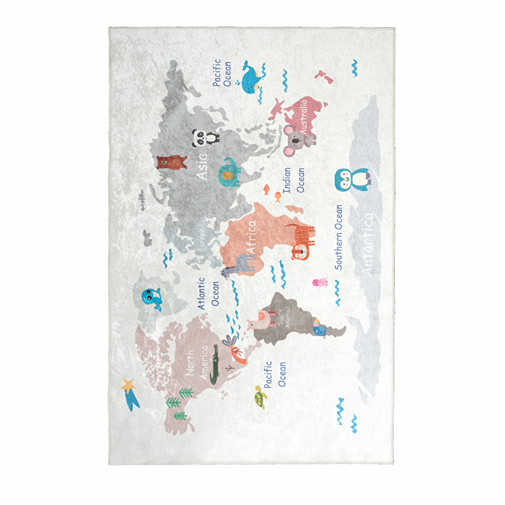 Kaşmir Halı Dekoratif Art Çocuk/Genç Animal Map120x180 cm görseli 1